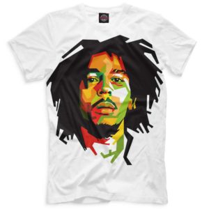 T-shirt blanche imprimé Bob Marley.