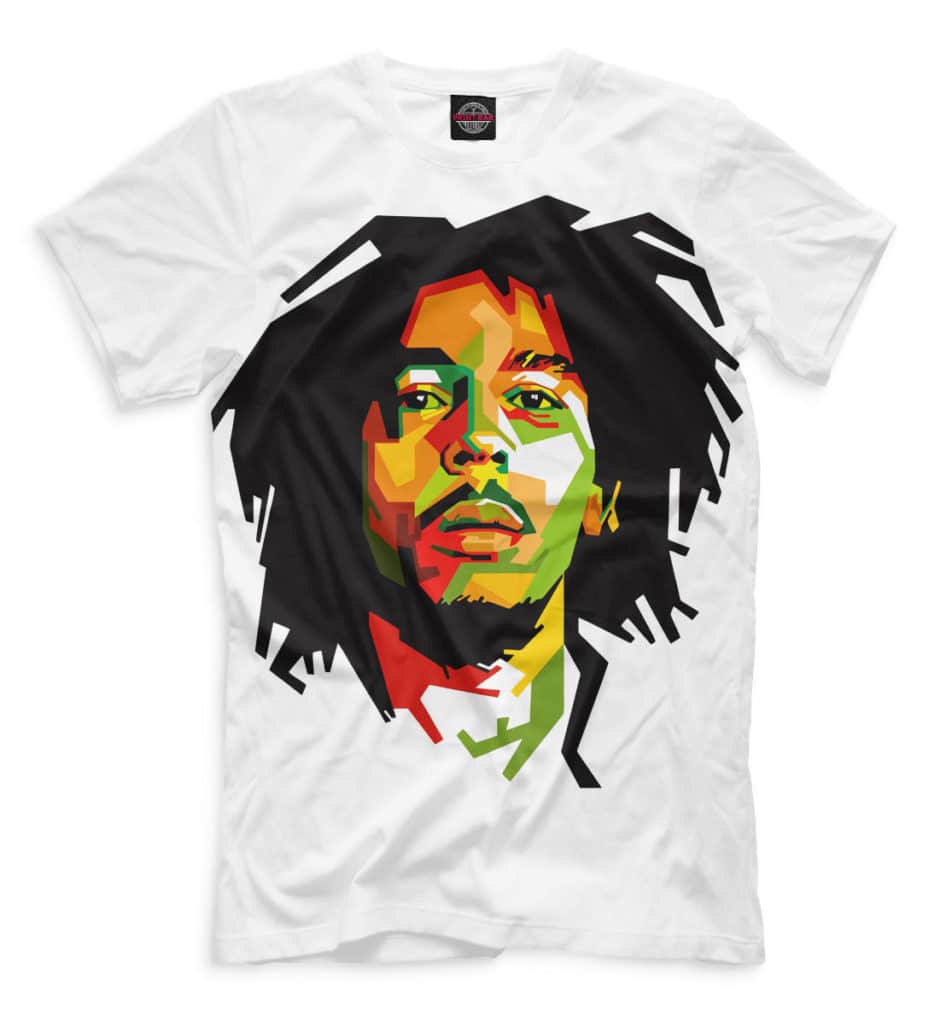 T-shirt blanche imprimé Bob Marley.