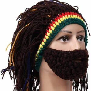 Déguisement perruque rasta avec barbe, sur tête mannequin.
