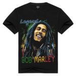 T-Shirt noir imprimé Bob Marley.