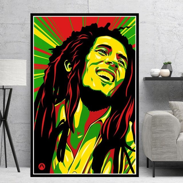 Affiche de Bob Marley colorée.