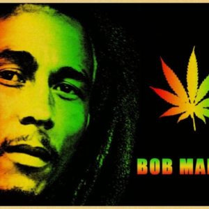 Affiche vintage de Bob Marley avec chanvre.
