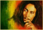 Affiche vintage de Bob Marley penseur.
