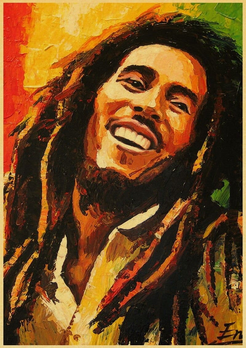 Affiche vintage de Bob Marley sur toile.