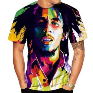 -shirt coloré imprimé Bob Marley.
