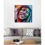 Un joli portrait de Bob Marley sur toile.