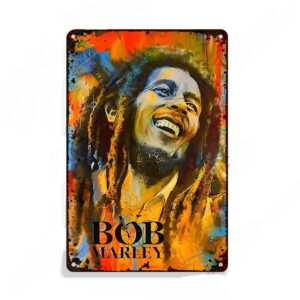 Affiche en métal Vintage orange bleu Bob Marley.