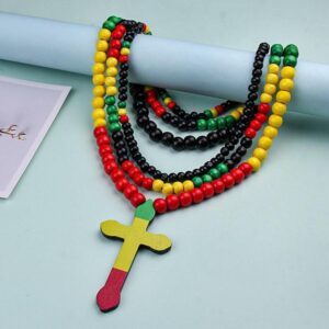 Collier africain avec pendentif en bois pour hommes