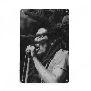 Affiche noir et blanc imprimé profil de Bob Marley.