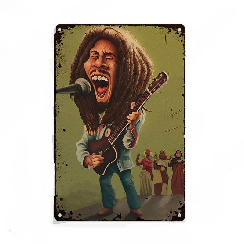 Affiche en métal de Bob Marley qui chante