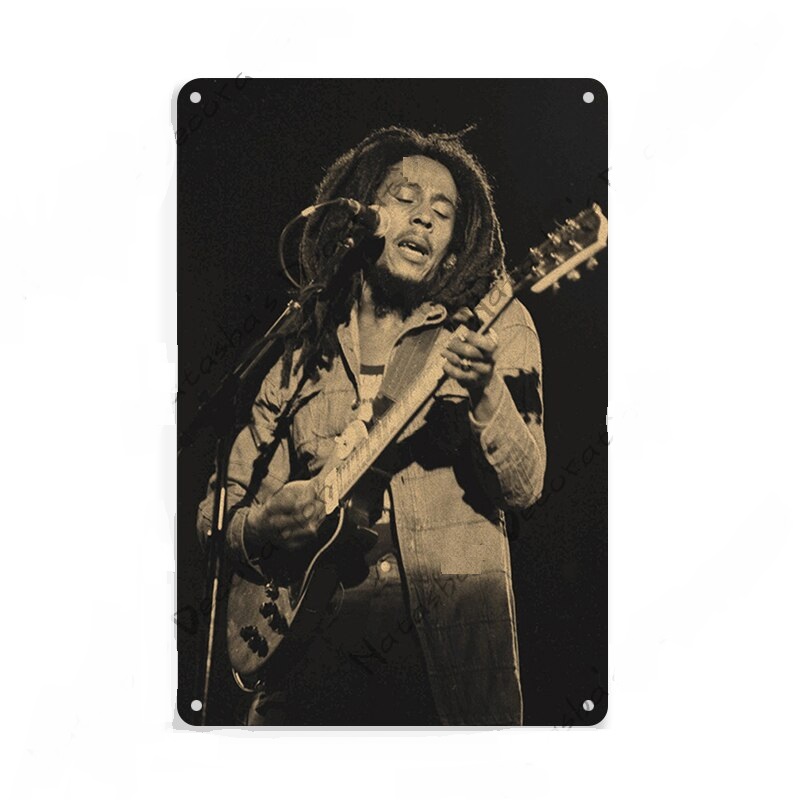 Affiche vintage en métal imprimé Bob Marley.