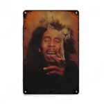 Affiche en métal de Bob Marley qui fume.