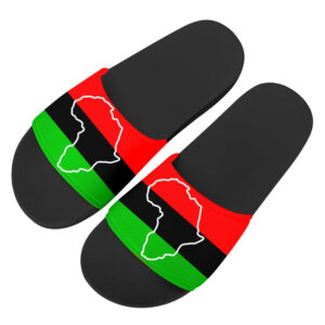 Pantoufles de plage noir, rouge et vert.