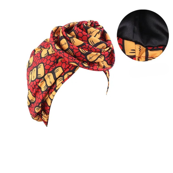 Foulard Africain Style Bonnet Doublé avec Motif Original Imprimé