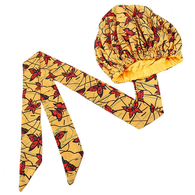 Foulard Africain Style Bonnet en Satin avec Motif Imprimé