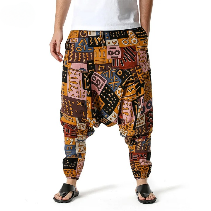 Pantalon Africain de Style Baggy avec Motifs