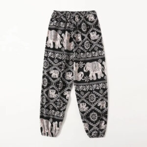 Sarouel Décontracté avec Motifs d'Éléphants sur fond gris