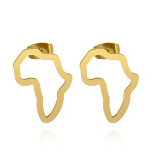 Boucles d'Oreille Africaine Chics et Traditionnelles dorées sur fond blanc