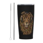 Mug Rasta Isotherme Noir Imprimé Lion sur fond blanc