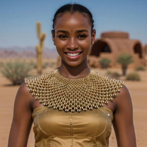 Collier Africain en Métal avec Perles sur une femme