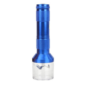 Grinder Électrique en Forme de Lampe Torche Bleue, sur un fond blanc.