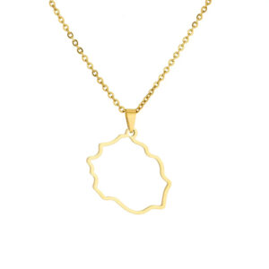 Collier Drapeau Réunion Creux et Doré sur fond blanc