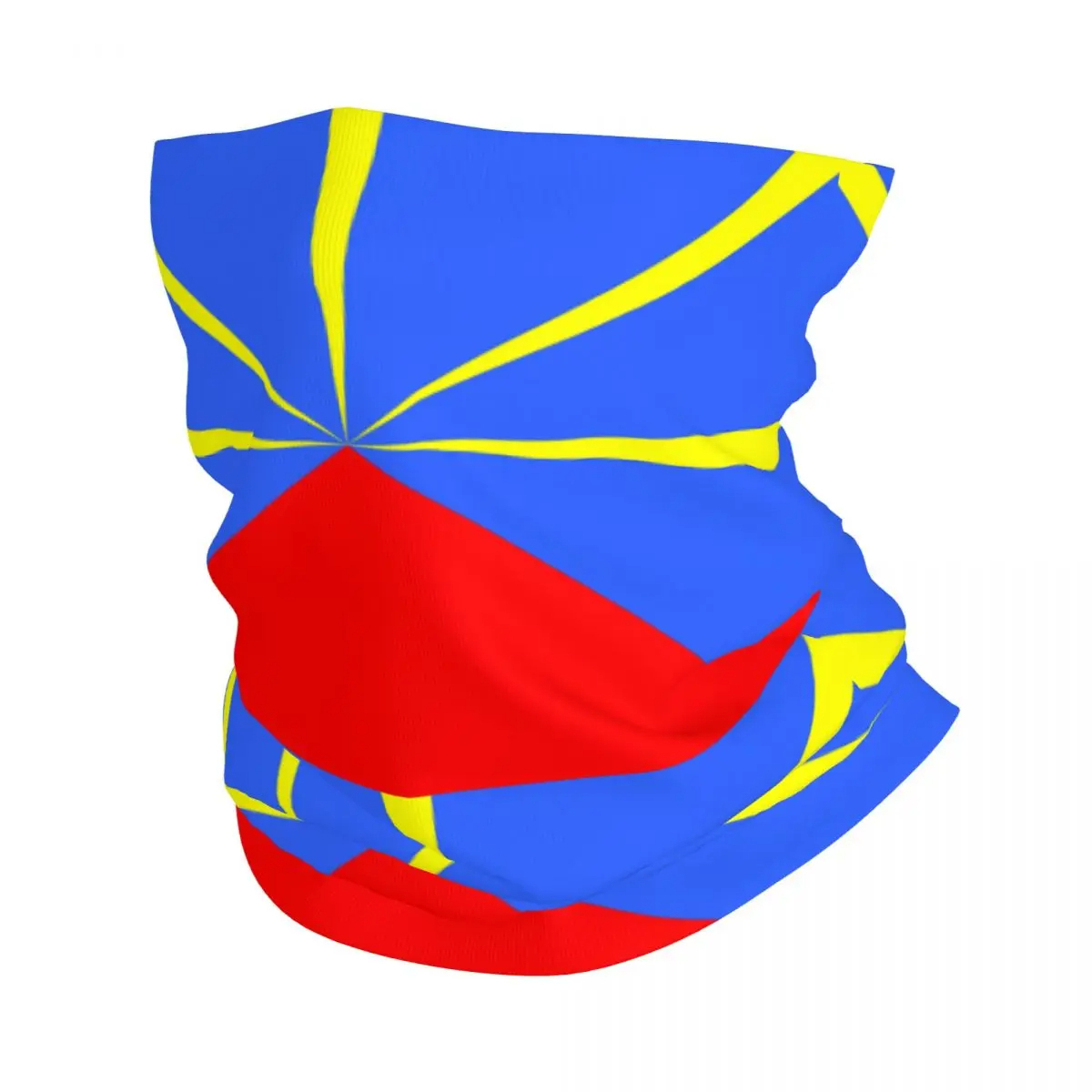 Masque Écharpe Drapeau de la Réunion sur fond blanc